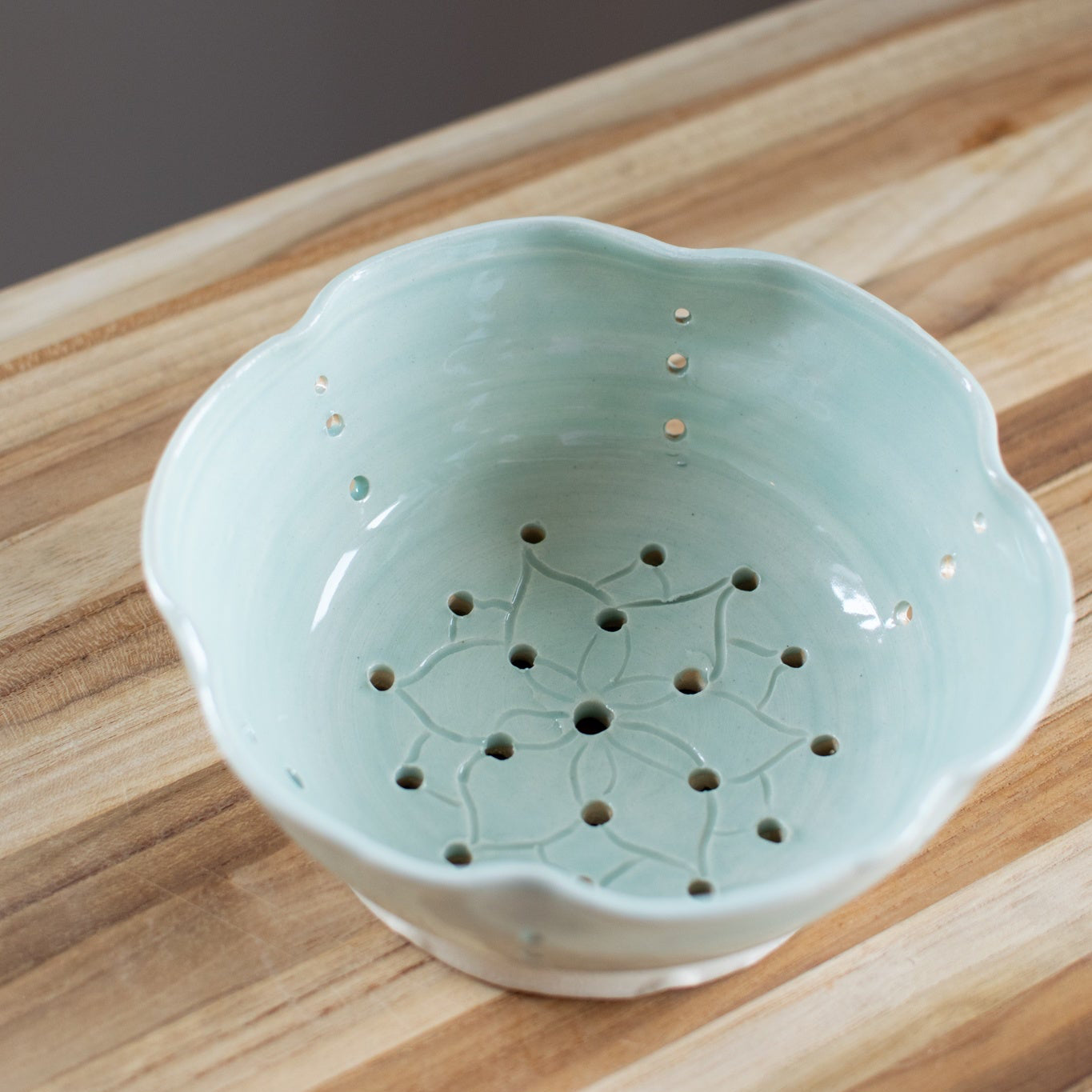 Light Blue Lotus - Berry Bowl -  Handcrafted Pottery