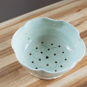 Light Blue Lotus - Berry Bowl -  Handcrafted Pottery