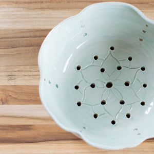 Light Blue Lotus - Berry Bowl -  Handcrafted Pottery