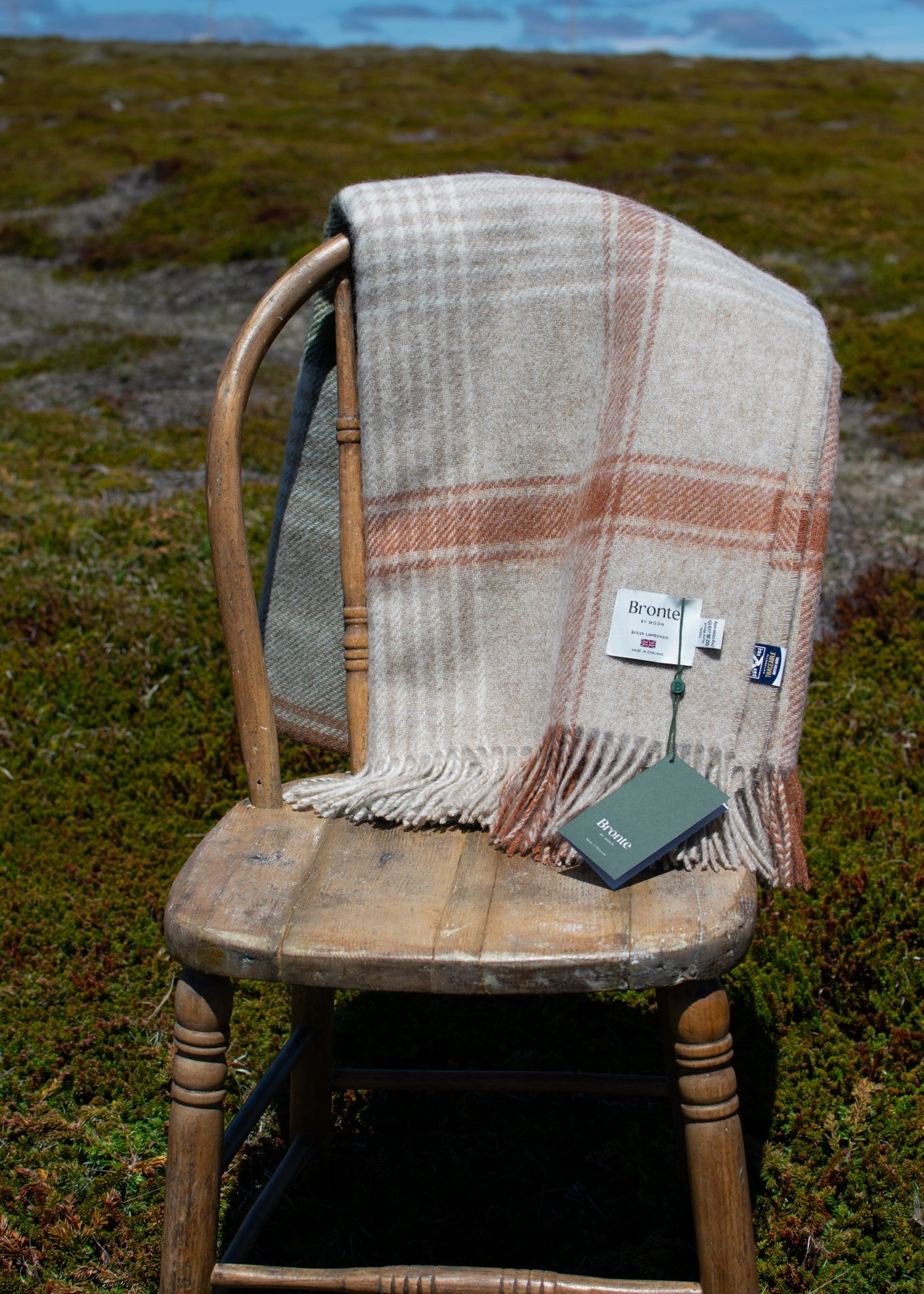 British Lambswool Blanket - Classic Check (Terracotta & Green)