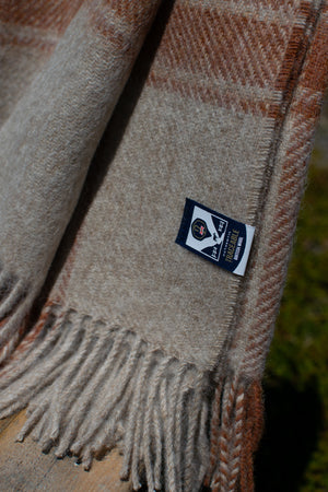 British Lambswool Blanket - Classic Check (Terracotta & Green)