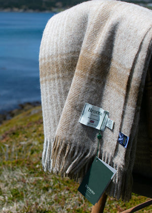 British Lambswool Blanket - Classic Check (Natural)