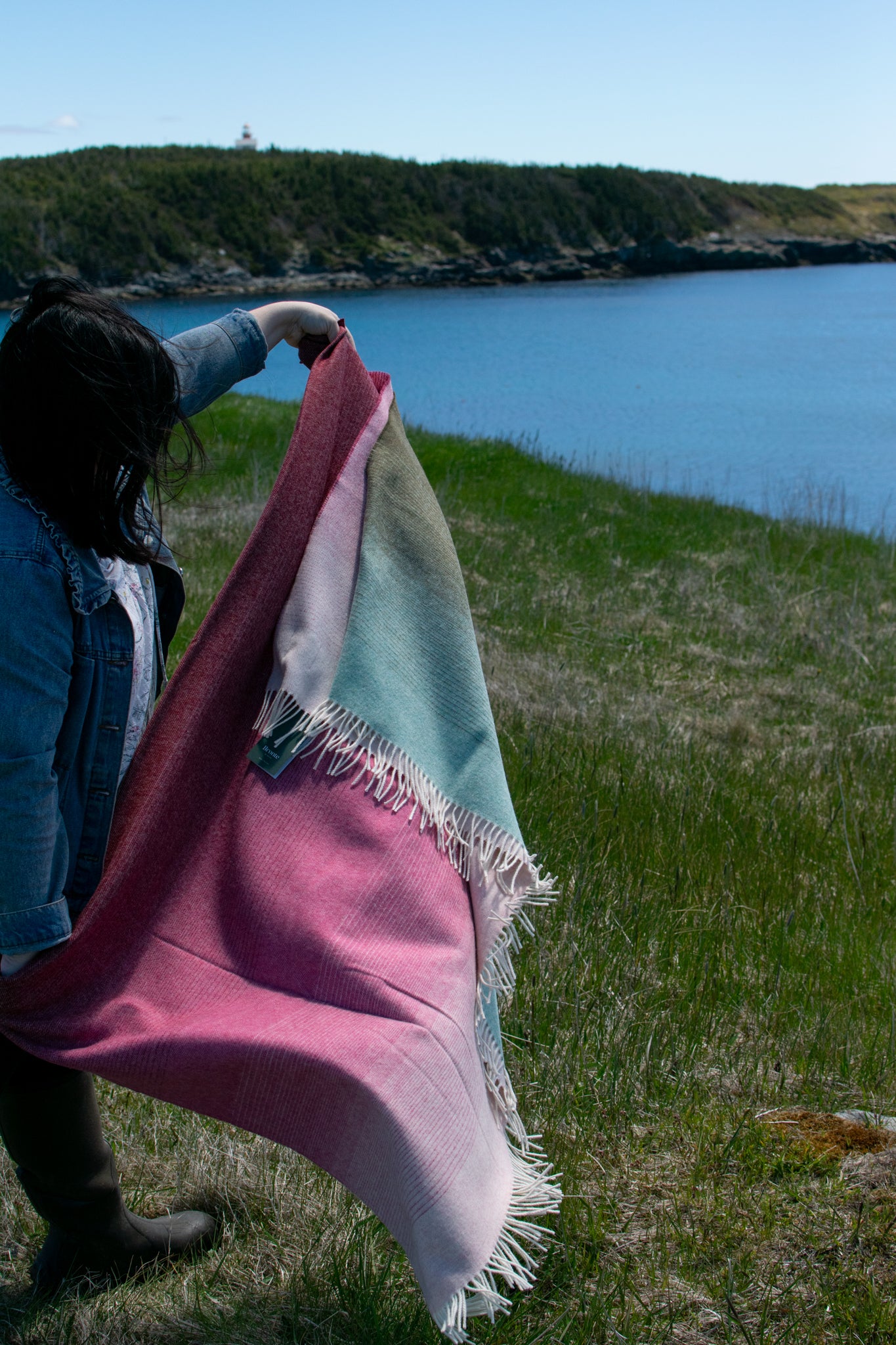 Merino Wool Blanket - Ombre Stripe (Pink & Khaki)