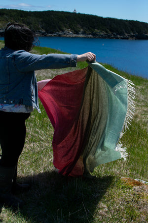 Merino Wool Blanket - Ombre Stripe (Pink & Khaki)