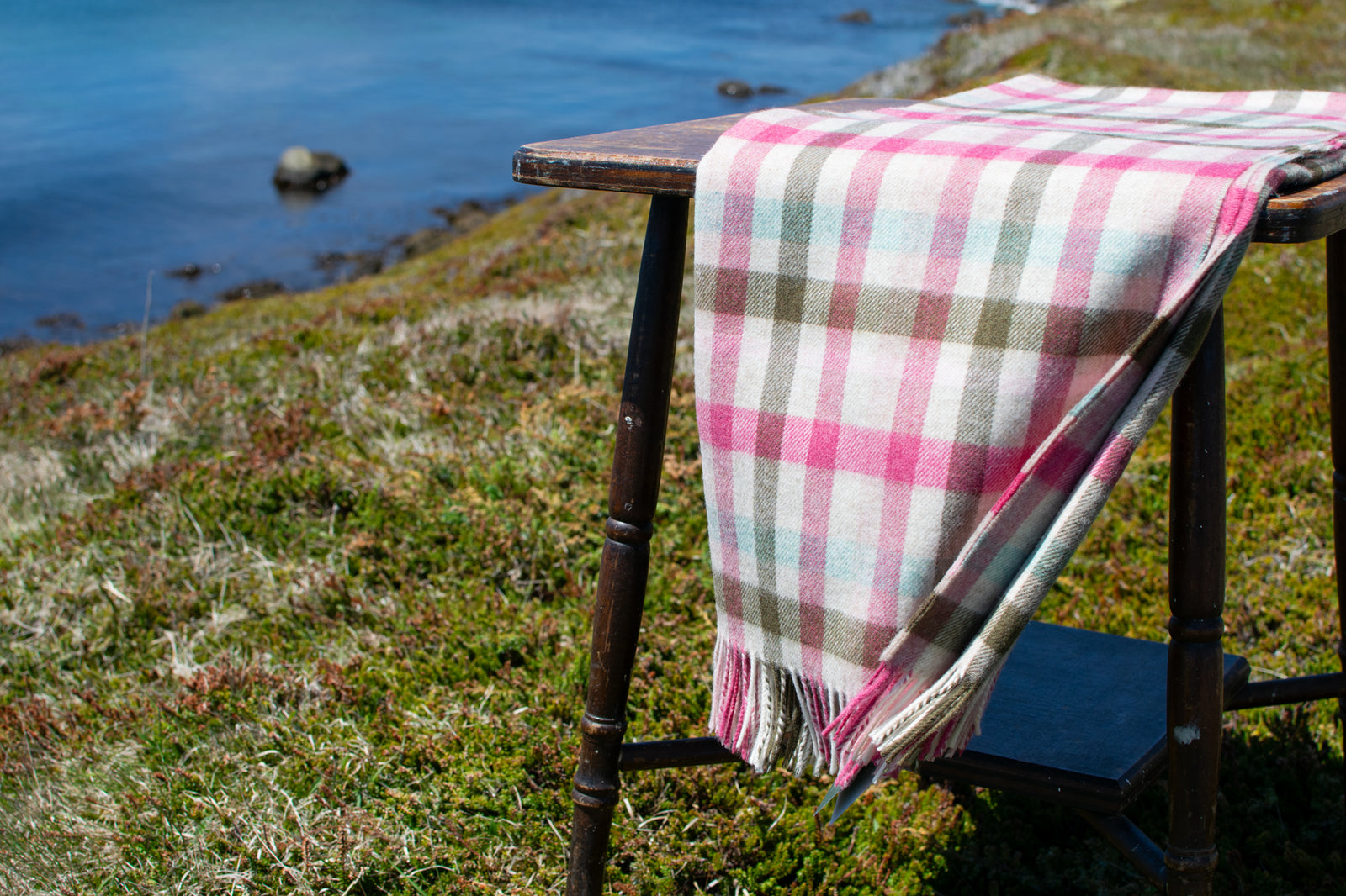 Merino Wool Blanket - Multi Plaid (Pink & Khaki)
