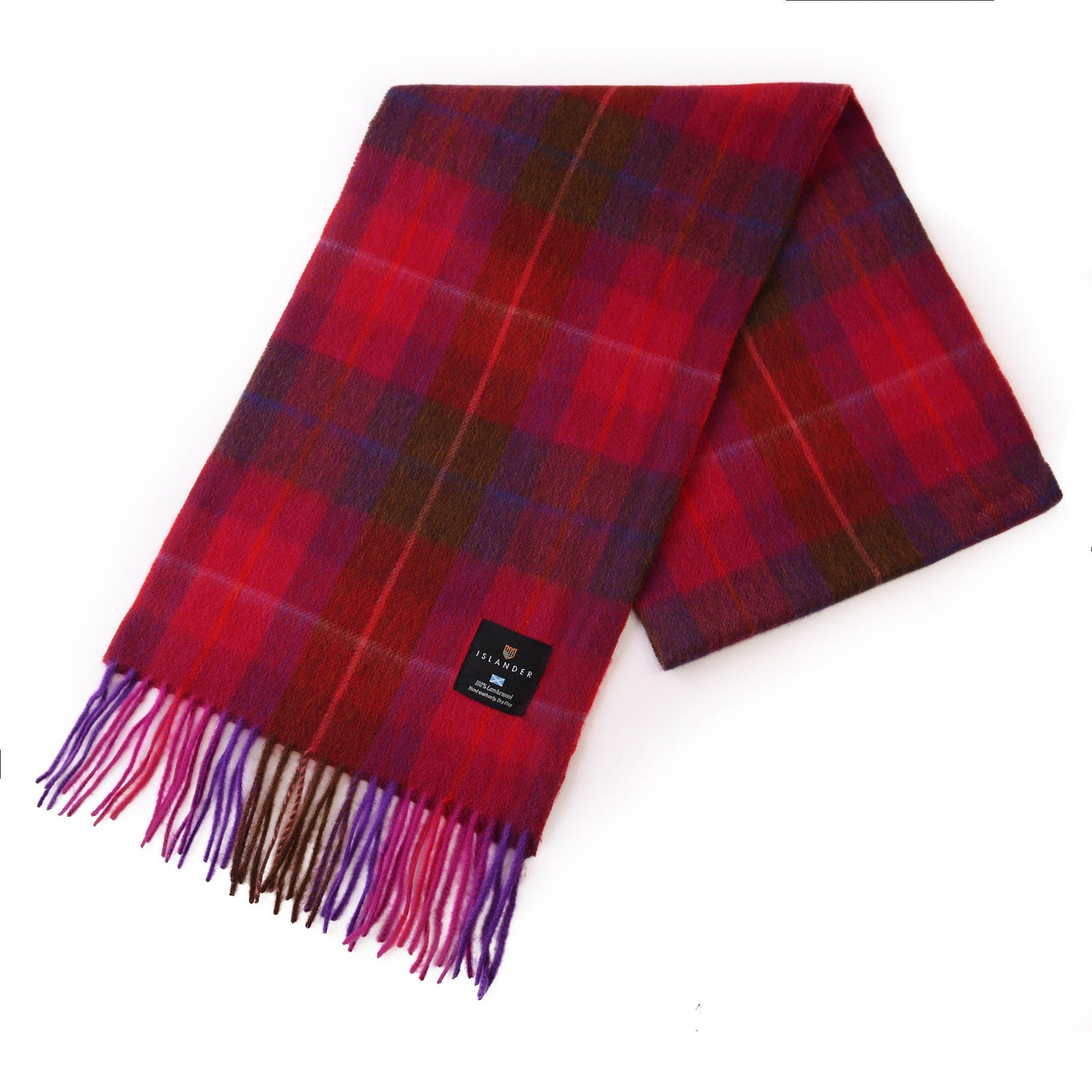 Islander Lambswool Scarf - Fuchsia Tartan