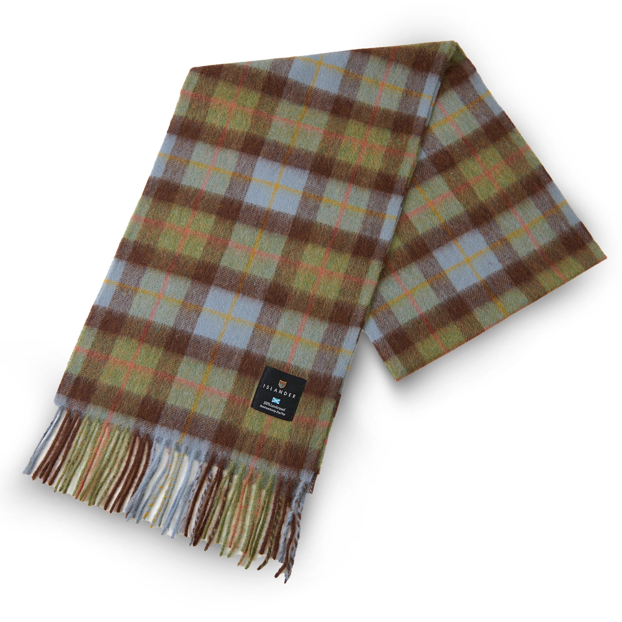 Islander Lambswool Scarf - Chestnut Blue Tartan