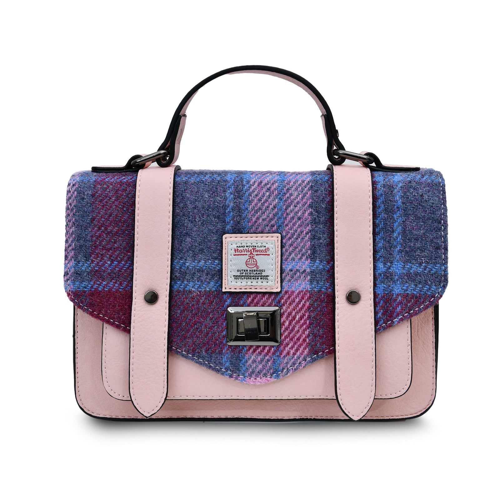 The Large Satchel - Pink & Blue Tartan