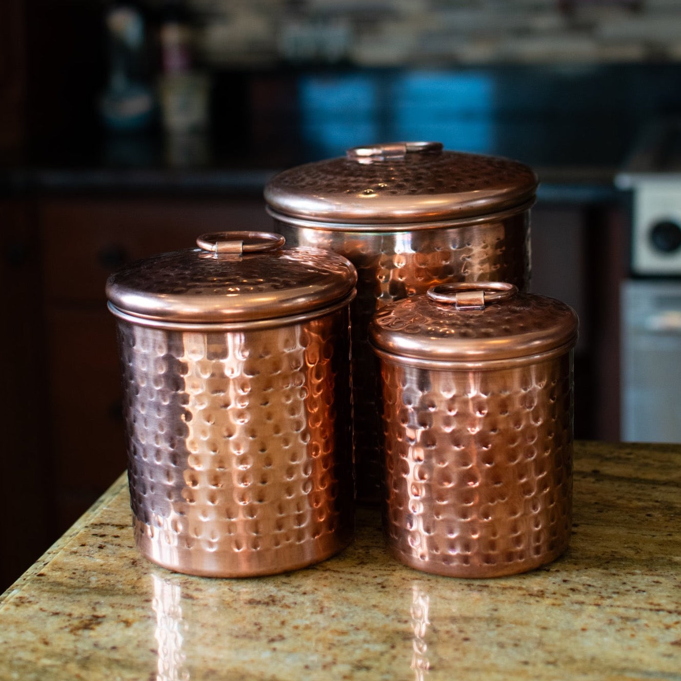 Copper Marigold Canisters - Set of 3