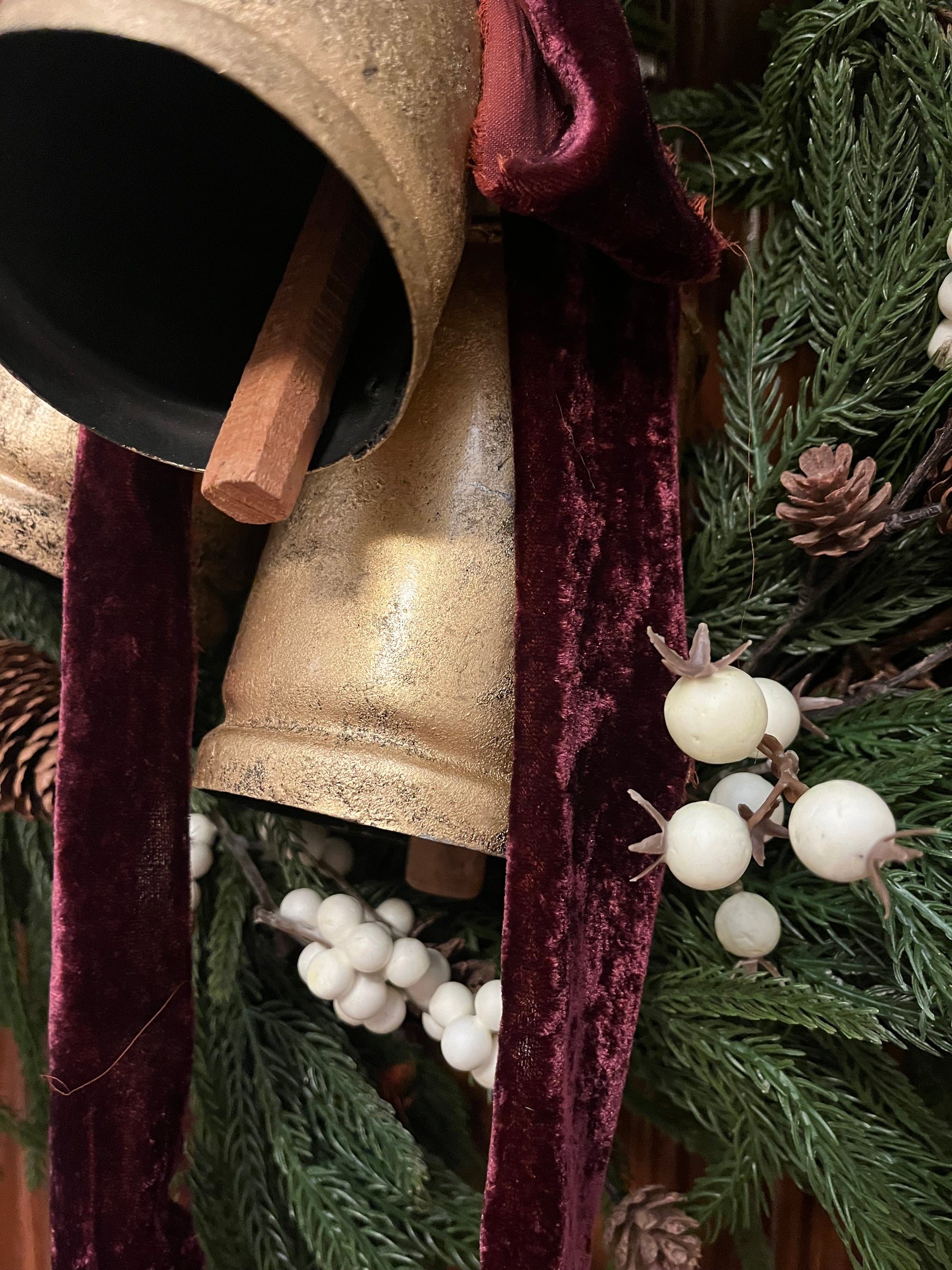 Norfolk Pine Wreath with Ivory Berries and Manor Bells