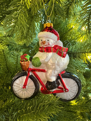 Snowman on a Bike Ornament