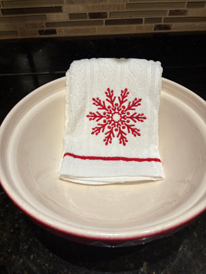 Embroidered Snowflake Tea Towels