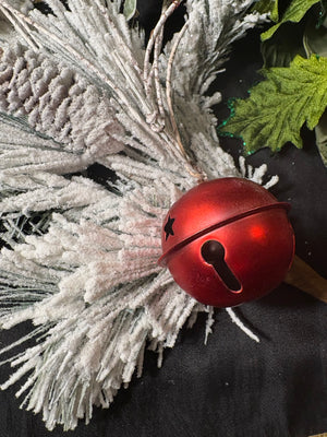 Frosted Pine & Holly Bell Stem
