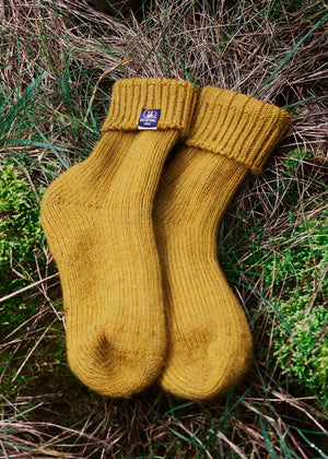 British Wool Boot Socks - Mustard Fields