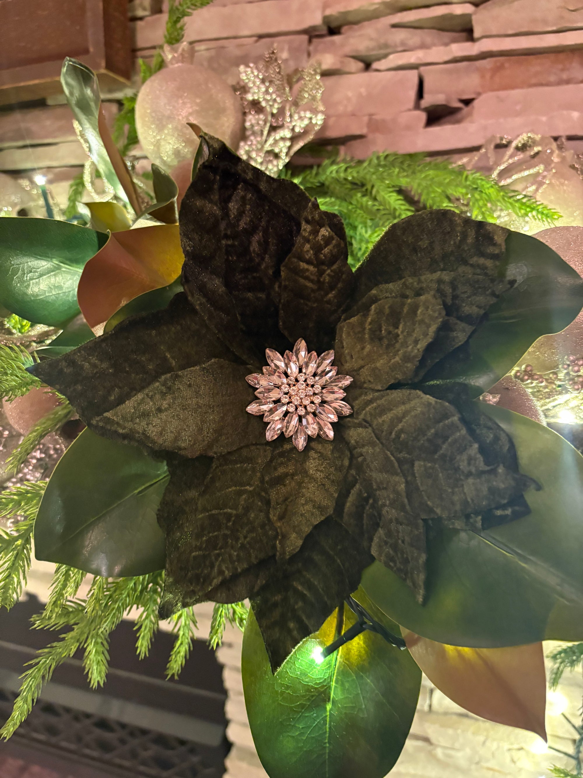 Emerald Velvet Jewelled Poinsettia