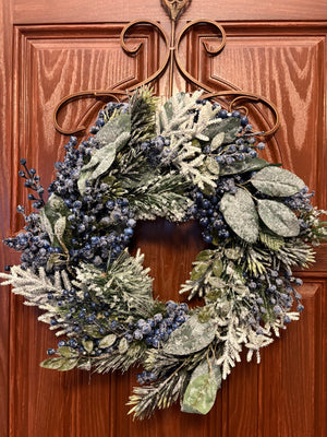 Frosted Winter Blueberry Wreath