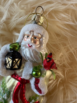 Mistletoe Kisses Glass Santa
