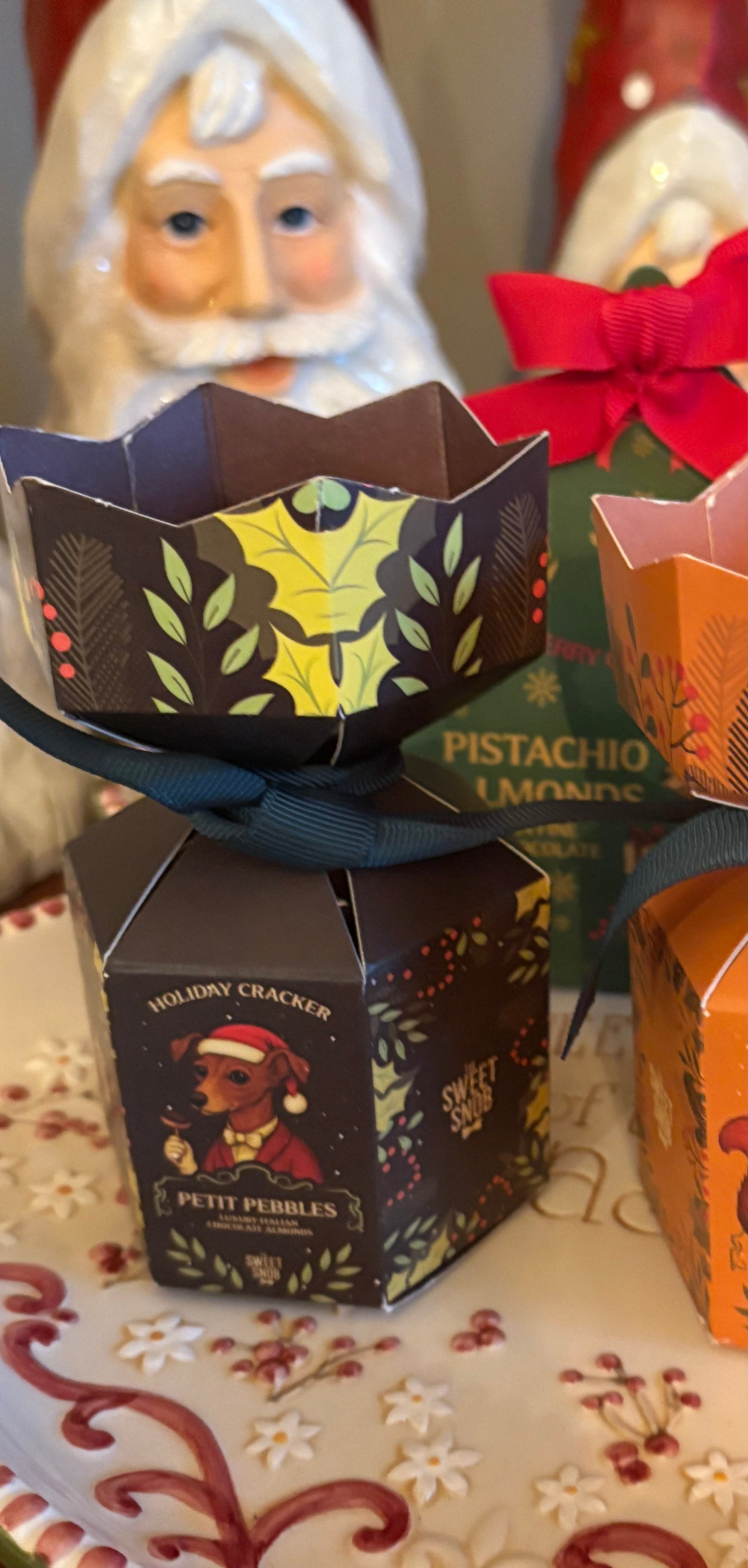 Candy Holiday Cracker - Cocao Dusted Almonds Petit Pebbles