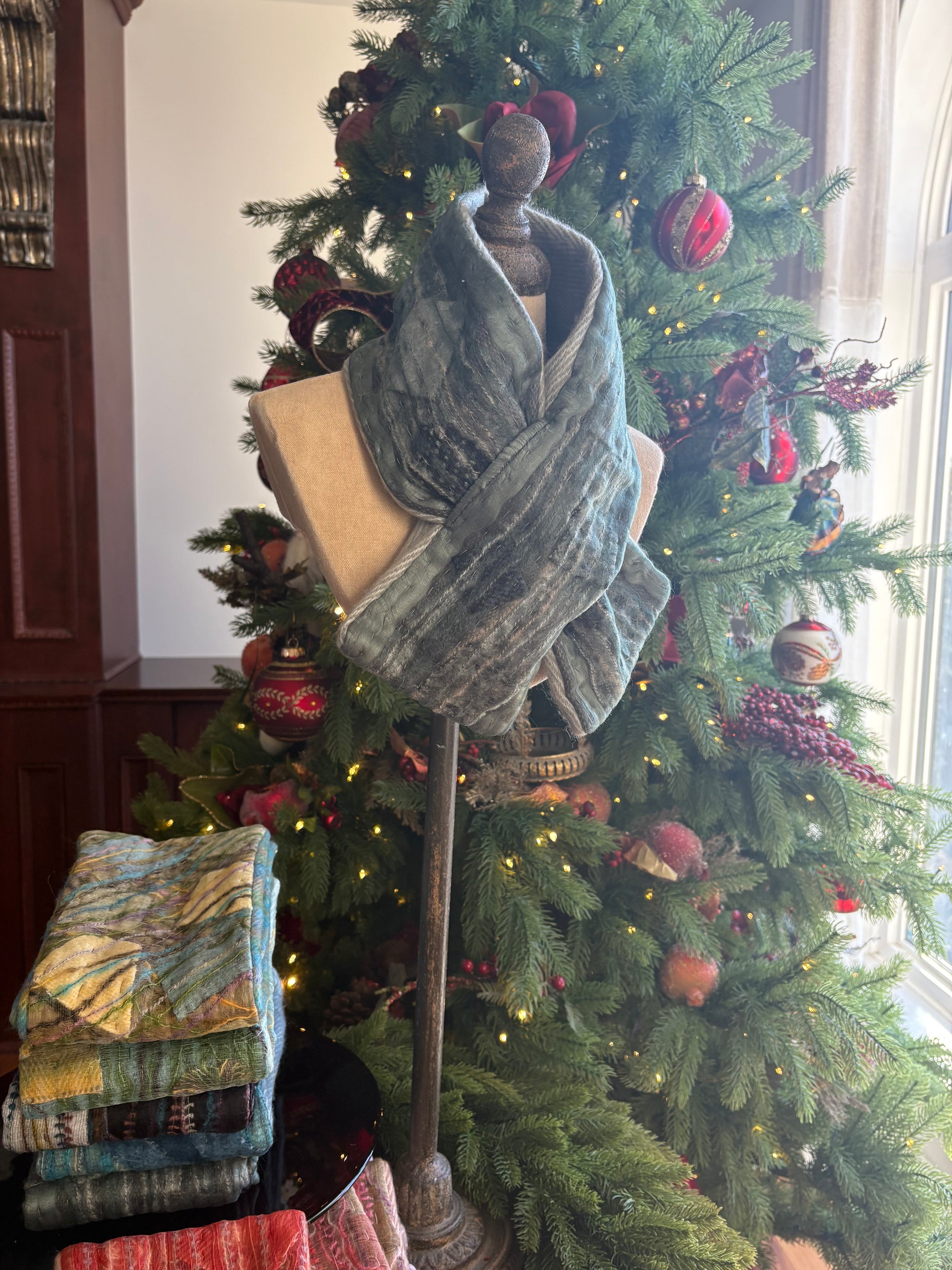 Blue Juniper Silk Muffler Scarf