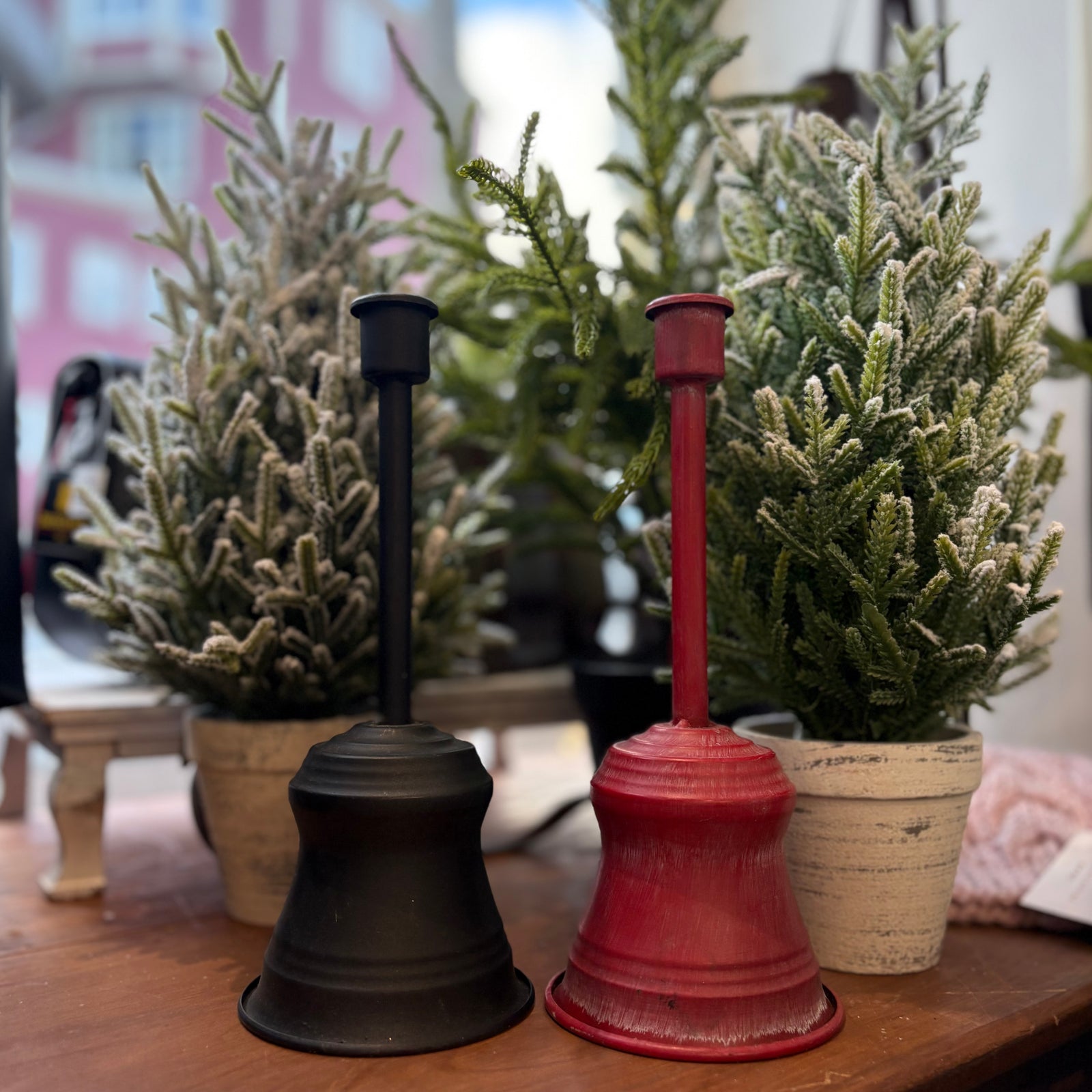 Red Bell Taper Candle Holder