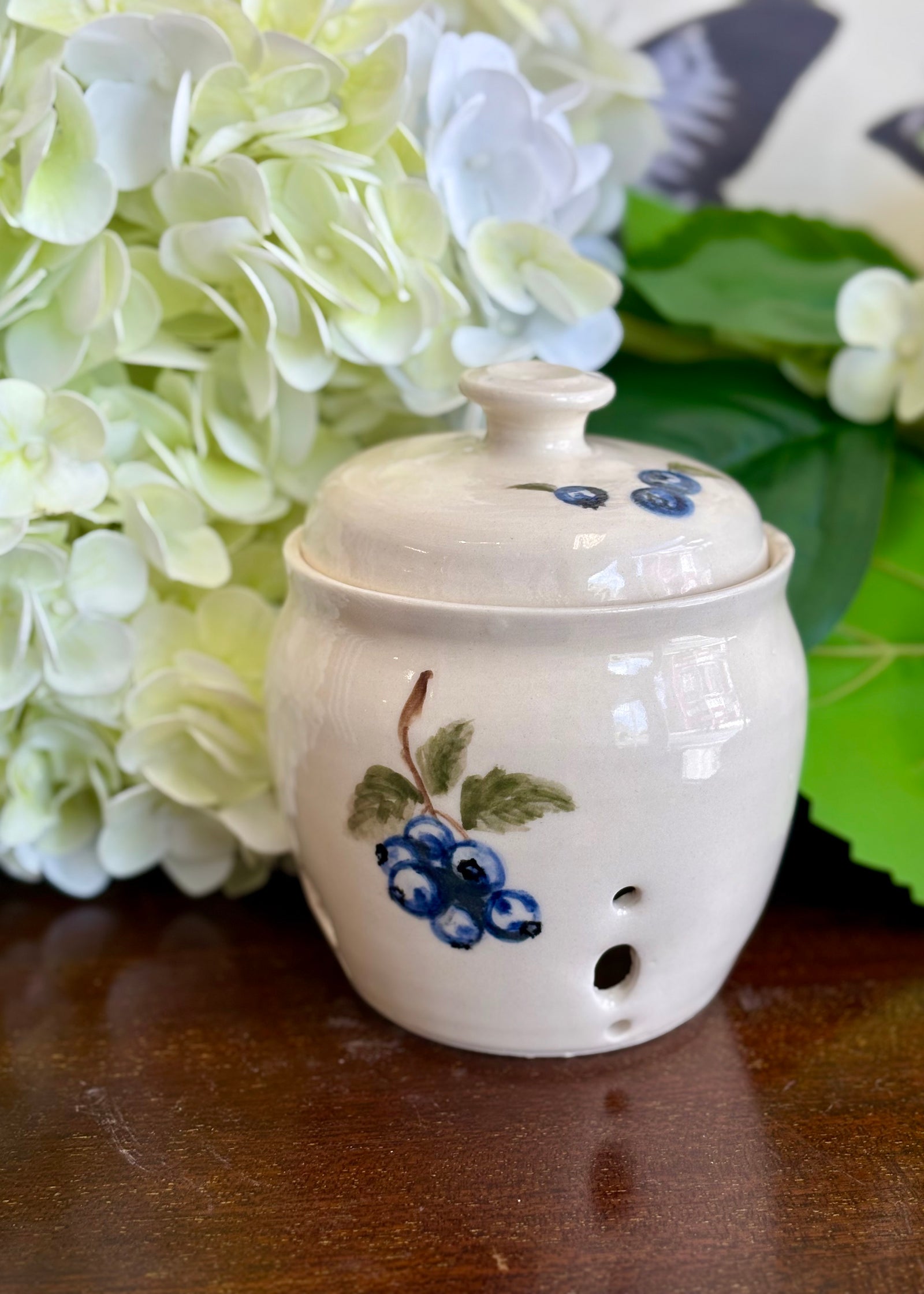 Bough & Berry Garlic Keeper - Handcrafted Pottery