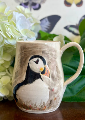Clifftop Lookout – Atlantic Puffin Mug - Handcrafted Pottery