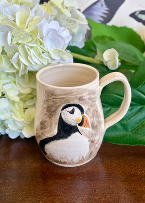Clifftop Lookout – Atlantic Puffin Mug - Handcrafted Pottery