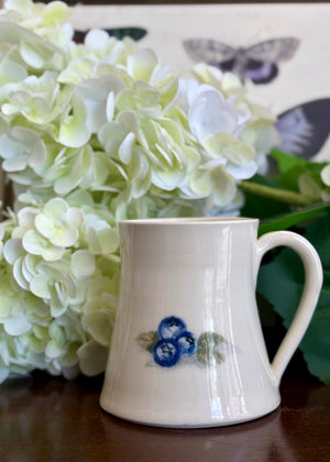 Soft Ivory Blueberry Mug - Handcrafted Pottery