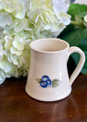 Soft Ivory Blueberry Mug - Handcrafted Pottery