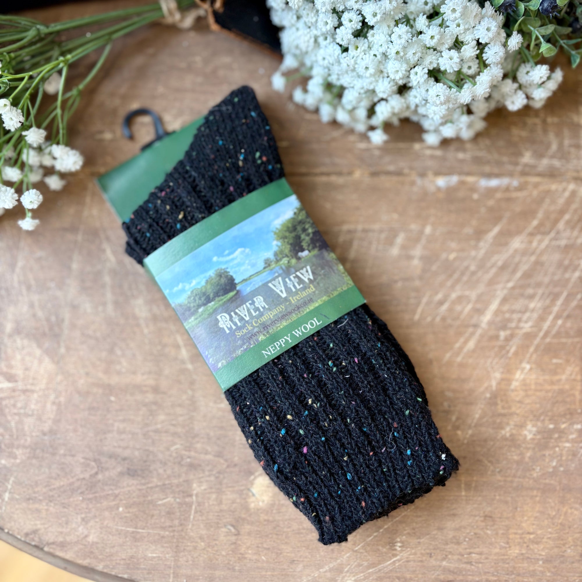 Mens Neppy Wool Socks - Black