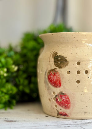 Summer Strawberry Berry Pitcher - Handcrafted Pottery