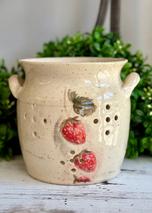 Summer Strawberry Berry Pitcher - Handcrafted Pottery