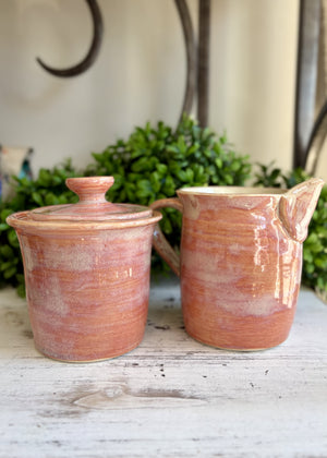 Delicate Pink - Handcrafted Pottery Cream & Sugar Set