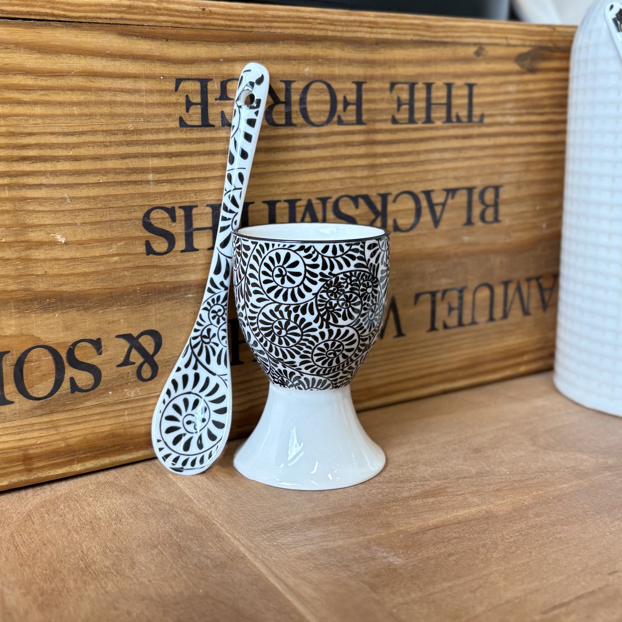 Graphic Egg Cup and Spoon Set - D