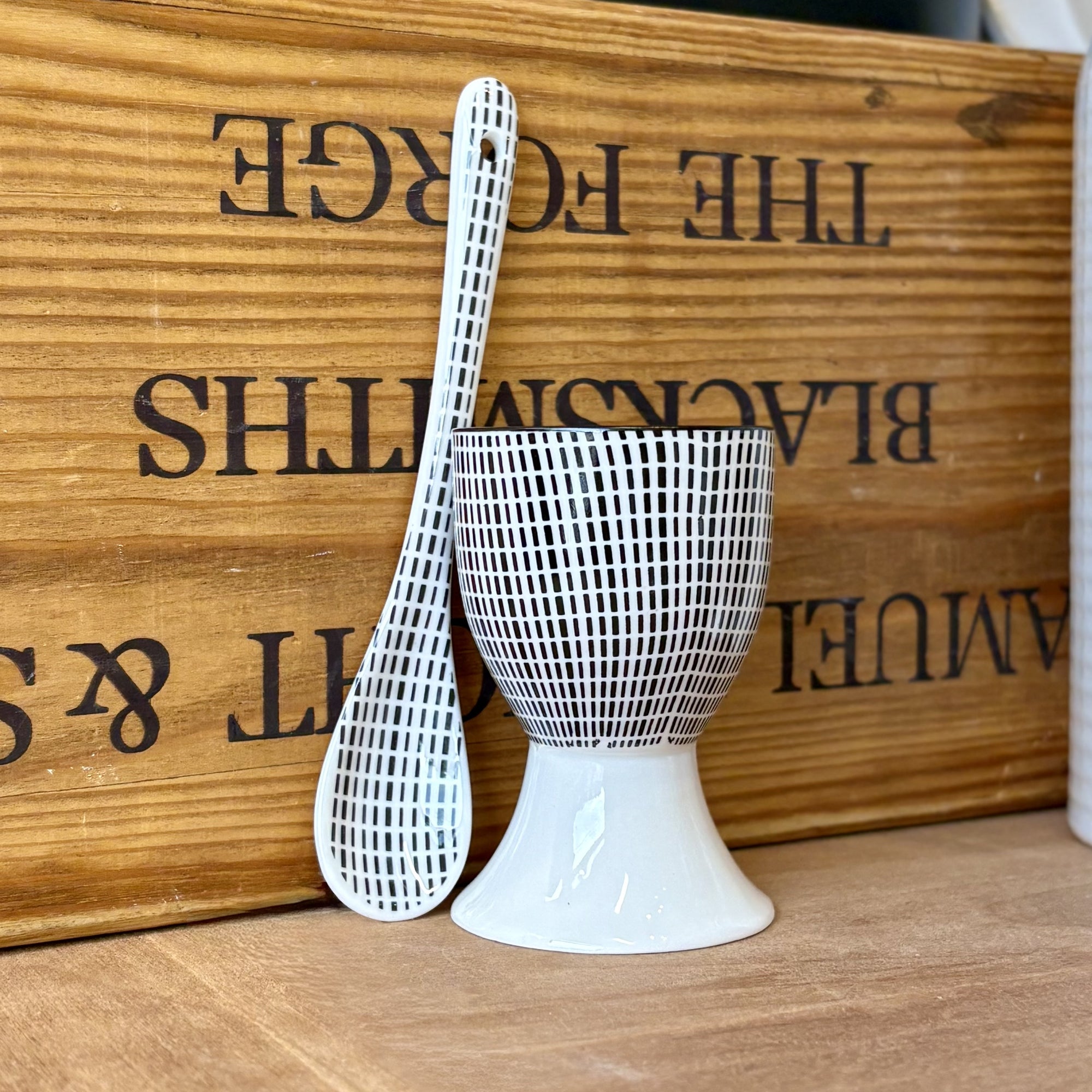 Graphic Egg Cup and Spoon Set - C