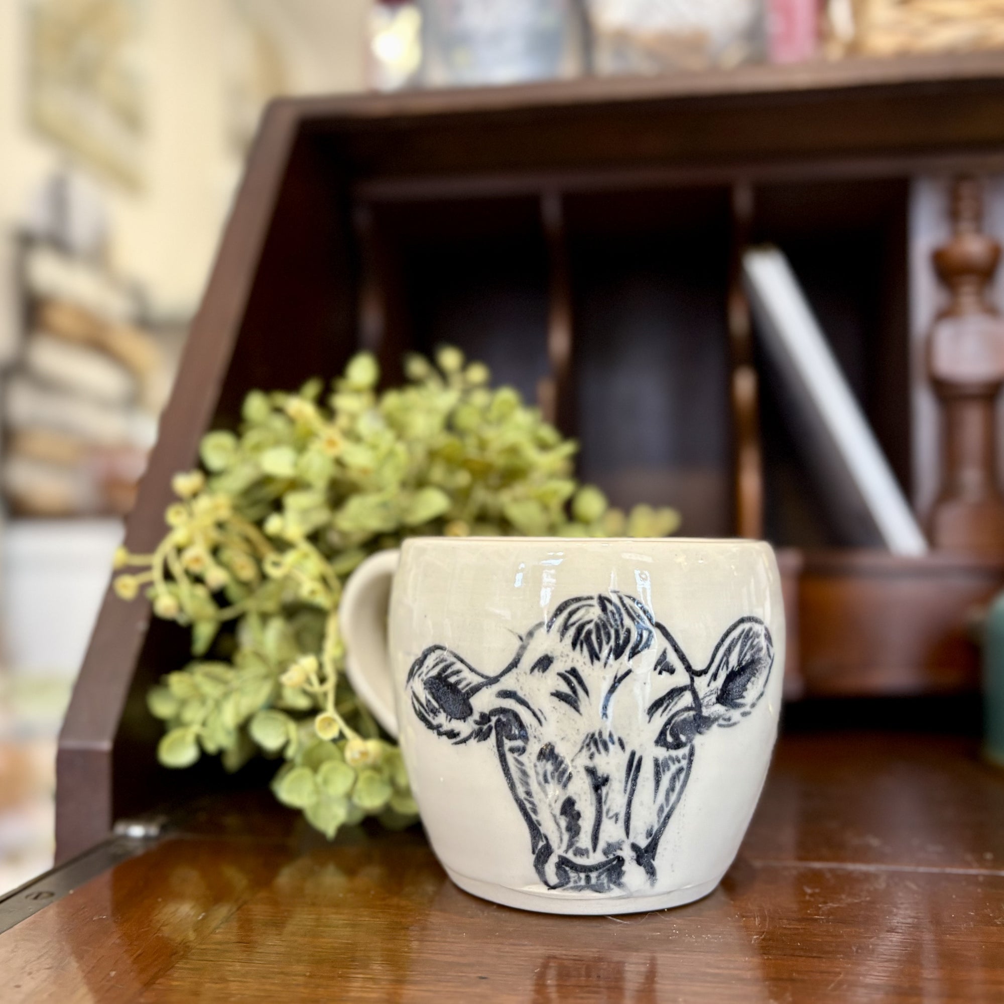 Cow Sketch Mug - Handmade Pottery
