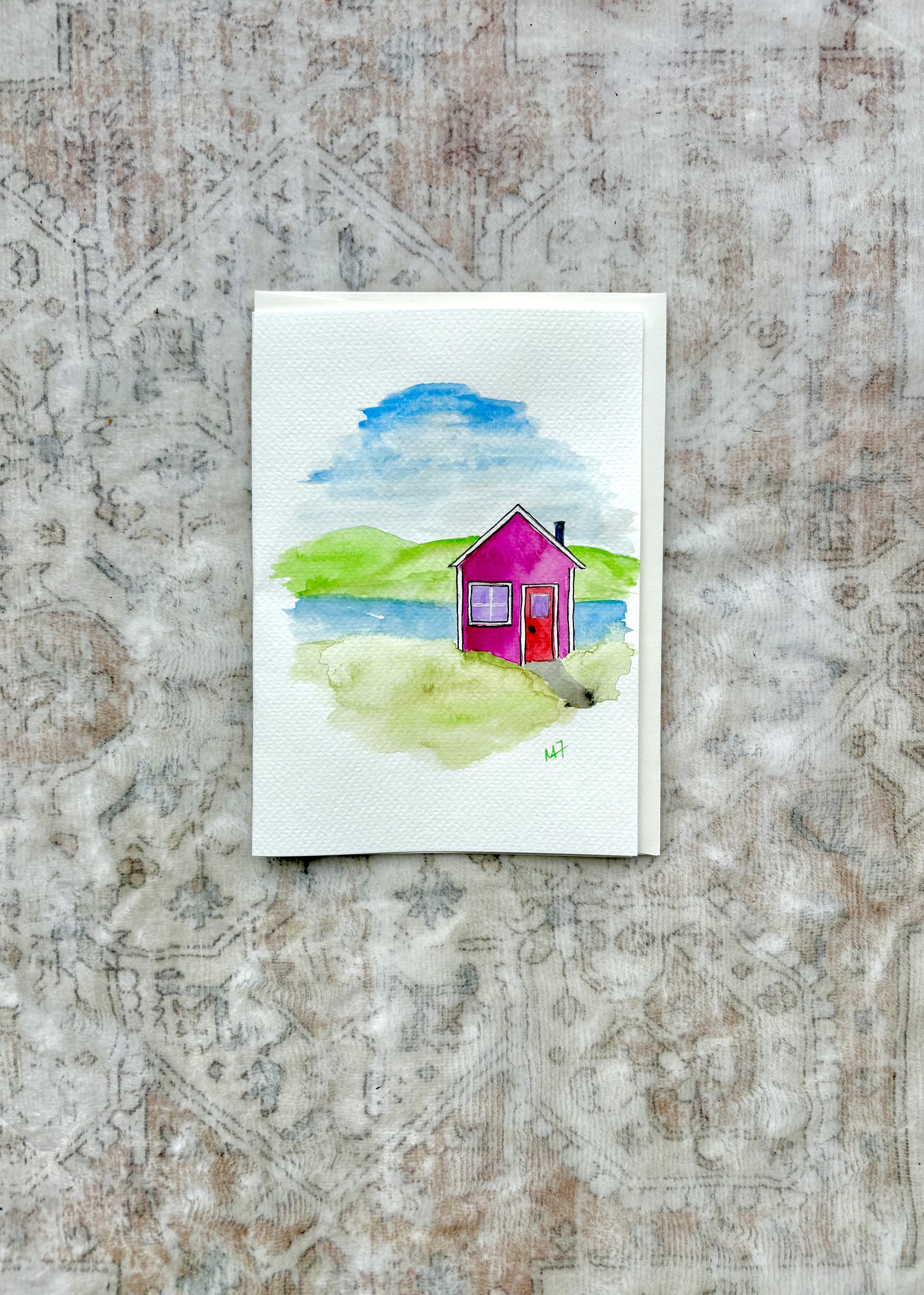 Hand-Painted Watercolour Card - Quaint Cottage