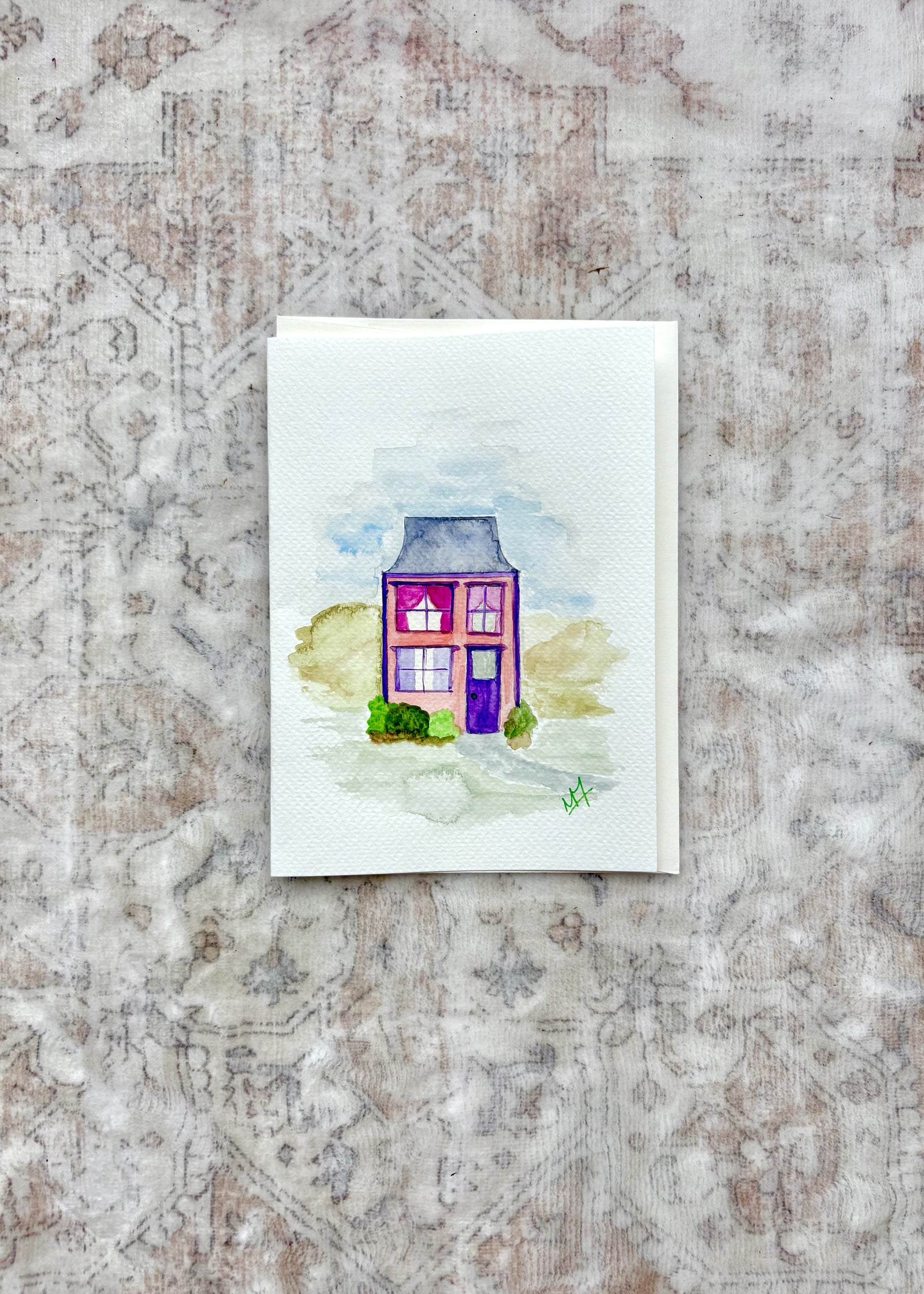 Hand-Painted Watercolour Card - Home Sweet Home