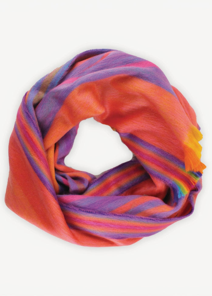 Ultra Soft Alpaca Scarf - Sunset Multi Stripe