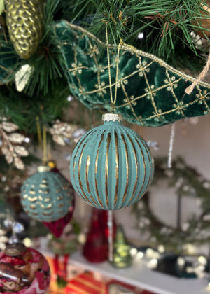 Matte Green and Gold Ornaments