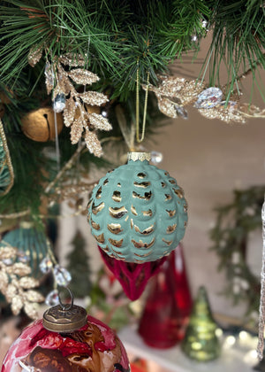 Matte Green and Gold Ornaments