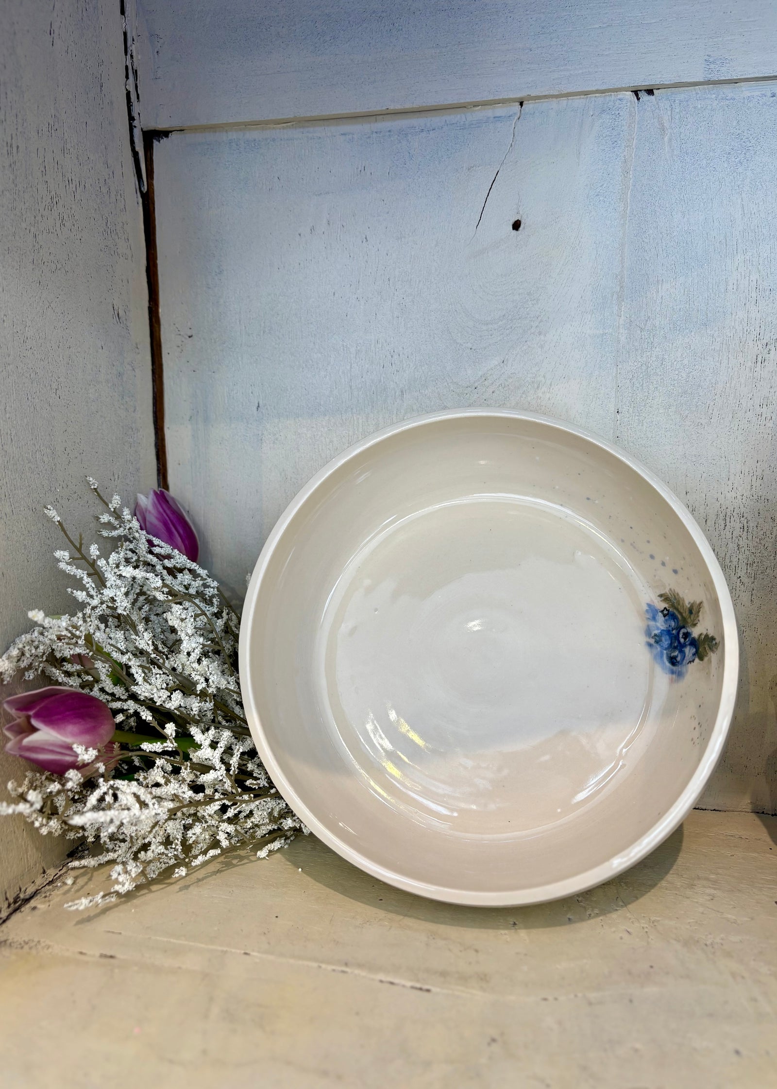 Blueberry Meadow Serving Bowl - Handcrafted Pottery