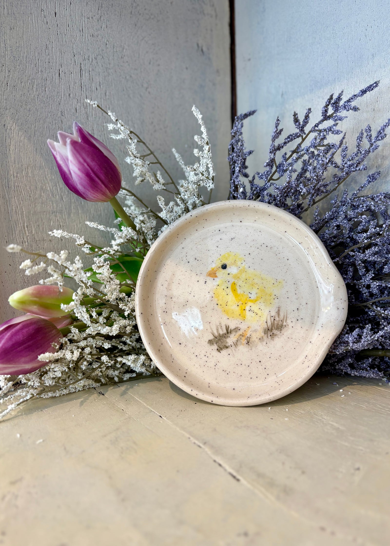 Cheerful Chick - Spoon Rest - Handmade Pottery