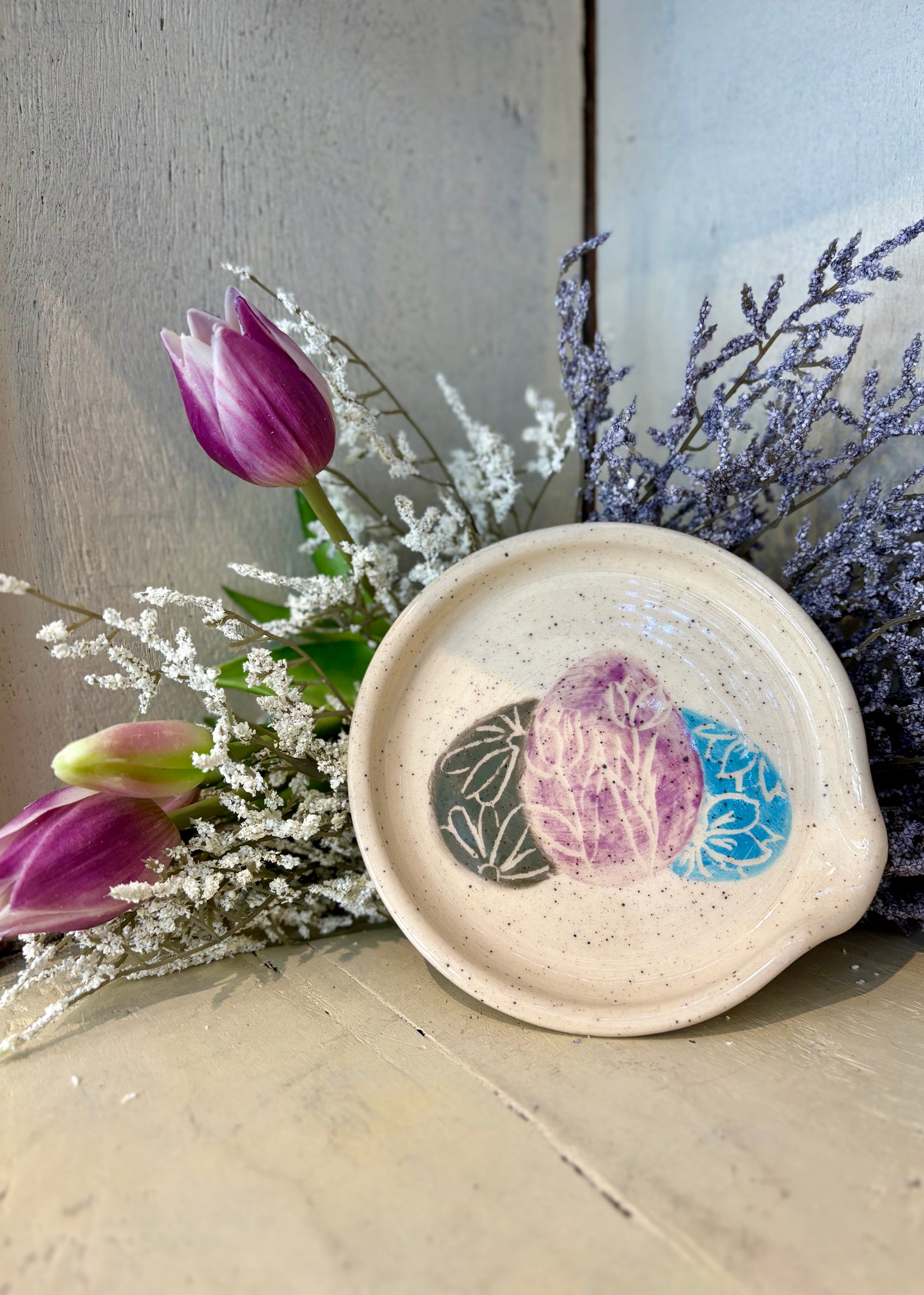 Spring Eggs - Spoon Rest - Handmade Pottery