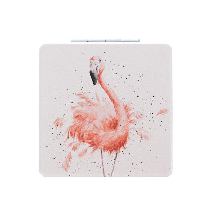 Wrendale Compact Mirror - 'Pretty in Pink' Flamingo