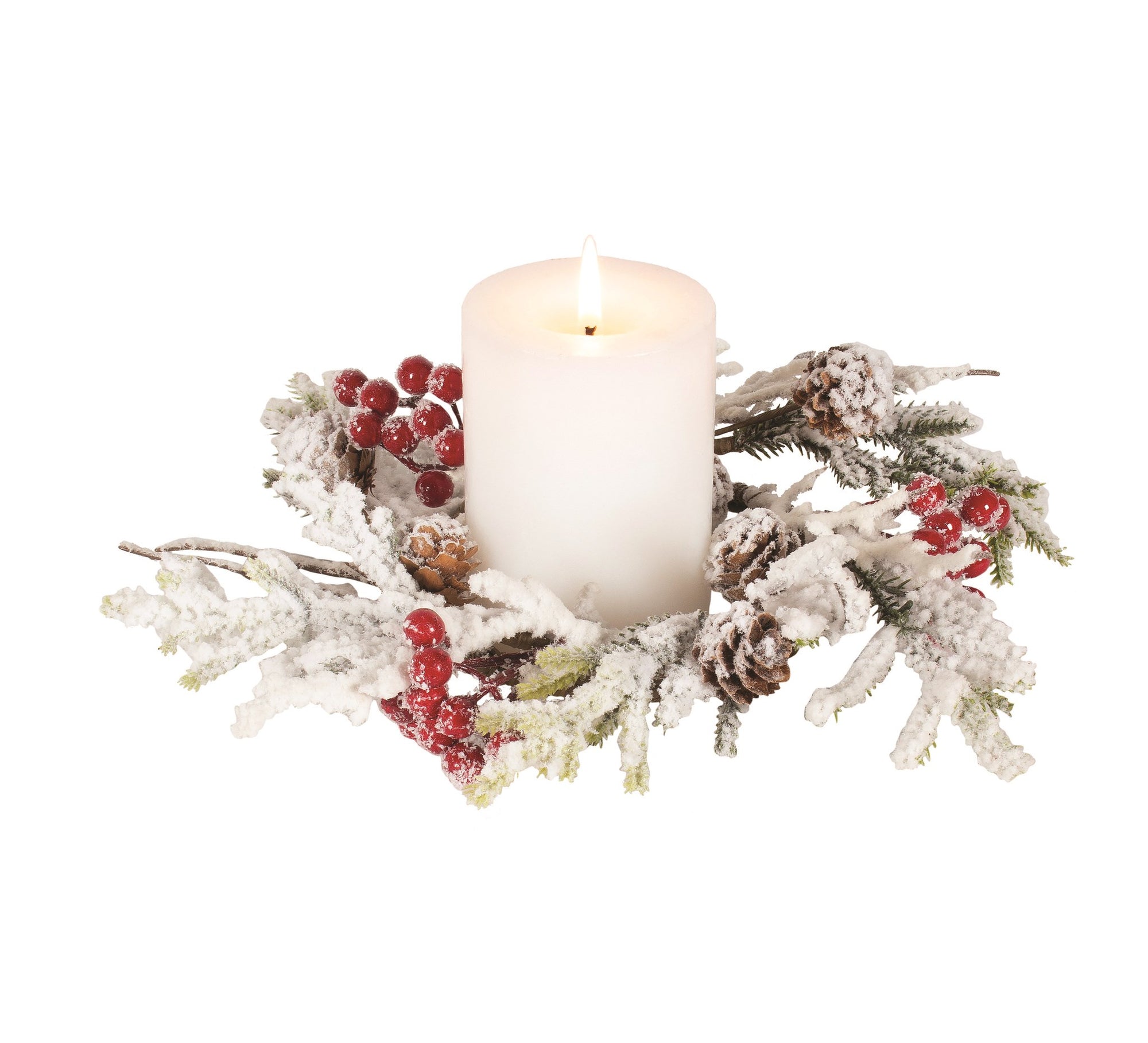 Flocked Red Berry Candle Ring