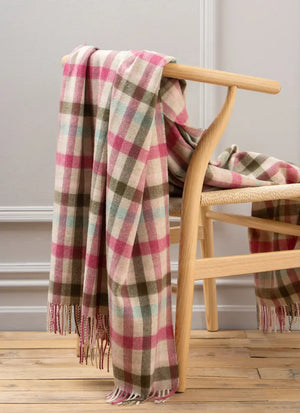 Merino Wool Blanket - Multi Plaid (Pink & Khaki)