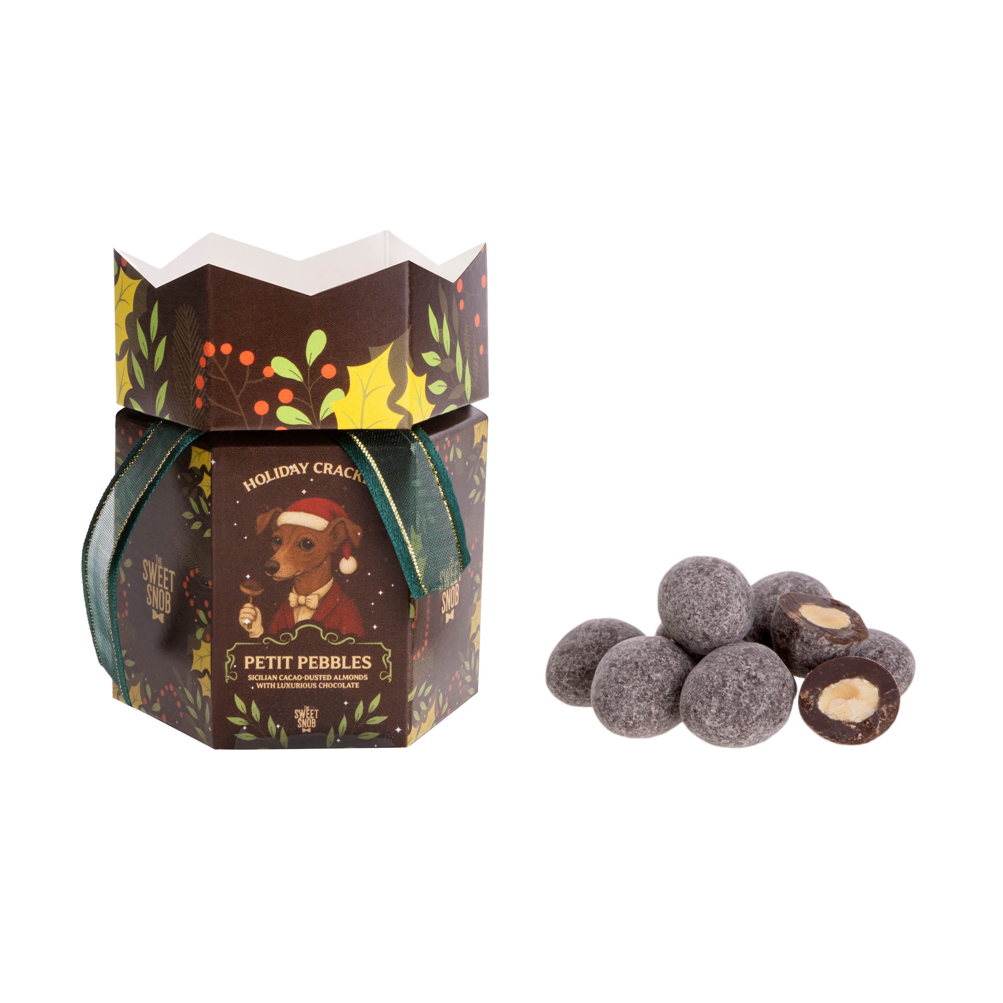 Candy Holiday Cracker - Cocao Dusted Almonds Petit Pebbles