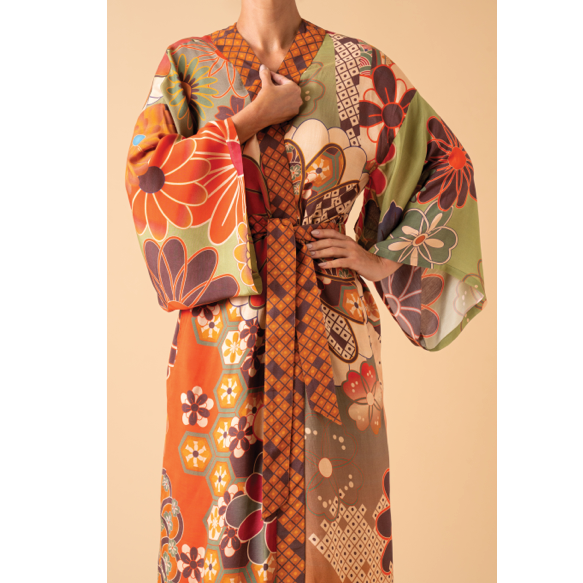Floral Kaleidoscope Kimono Gown