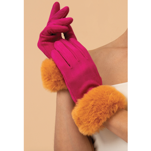 Bettina Gloves - Magenta/Mustard